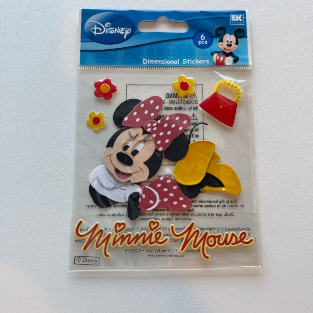 Disney Minnie Mouse EK Success Dimensional Stickers 6pc Set DJBM019 Red Yellow